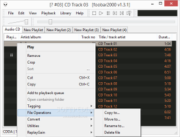 Showing the foobar2000 File Operations entry in the UI context menu